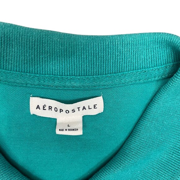 Aeropostale Woman's Polo Shirt Size L Teal A87 Embroidered Casual Classic Y2K - Picture 3 of 10